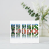 Vilnius Text mit Reflexion Postkarte (Stehend Vorderseite)
