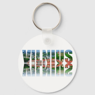 Vilnius Text mit Reflexion Schlüsselanhänger