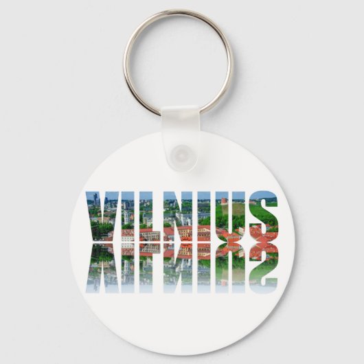 Vilnius Text mit Reflexion Schlüsselanhänger (Vorderseite)