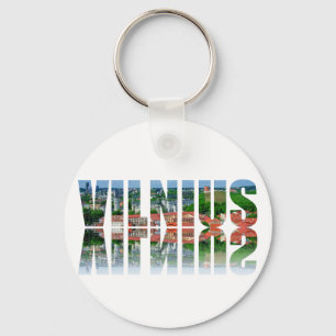 Vilnius Text mit Reflexion Schlüsselanhänger