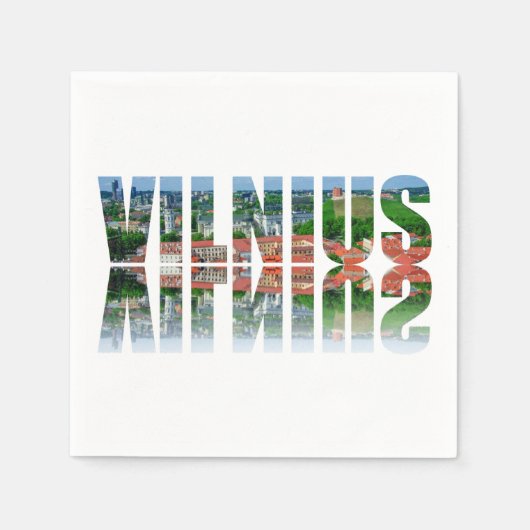 Vilnius Text mit Reflexion Serviette (Vorderseite)