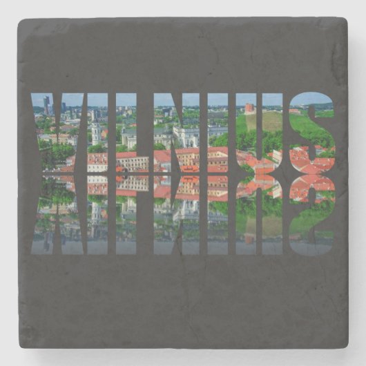 Vilnius Text mit Reflexion Steinuntersetzer (Vorderseite)