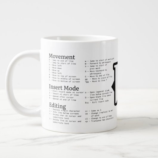 VIM Cheat Sheet-Tasse Jumbo-Tasse (Links)