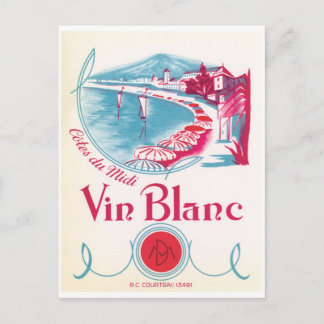 Vin Blanc White Wine Pink Blue Creme Vintages Etik Postkarte