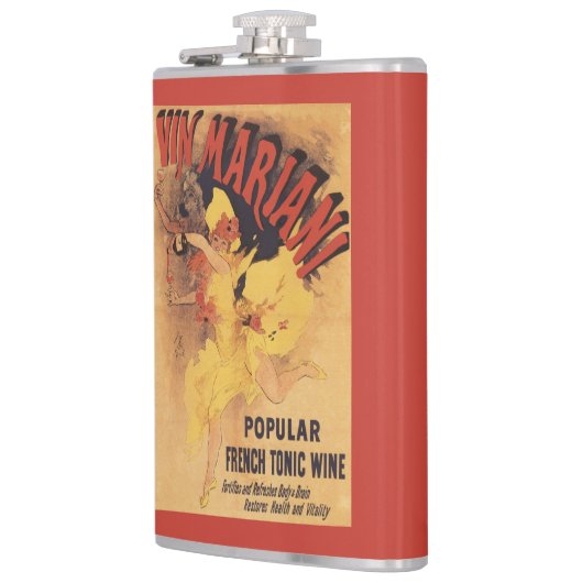 Vin Mariani Tänzerin-strömender Wein Flachmann (Links)