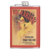 Vin Mariani Tänzerin-strömender Wein Flachmann (Vorderseite)