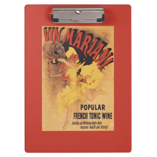Vin Mariani Tänzerin-strömender Wein Klemmbrett (Vorderseite)