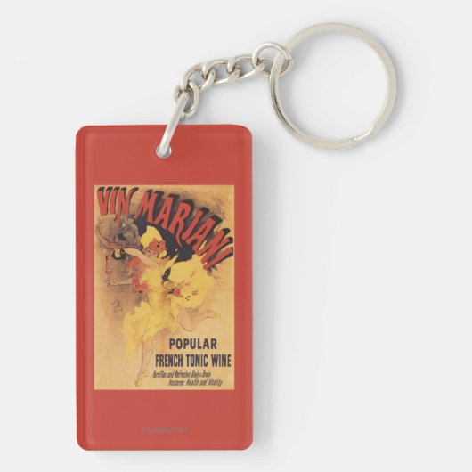 Vin Mariani Tänzerin-strömender Wein Schlüsselanhänger (Rückseite)