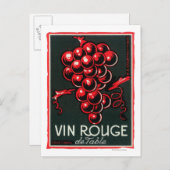 Vin Rouge De Table Wine LabelEurope Postkarte (Vorne/Hinten)