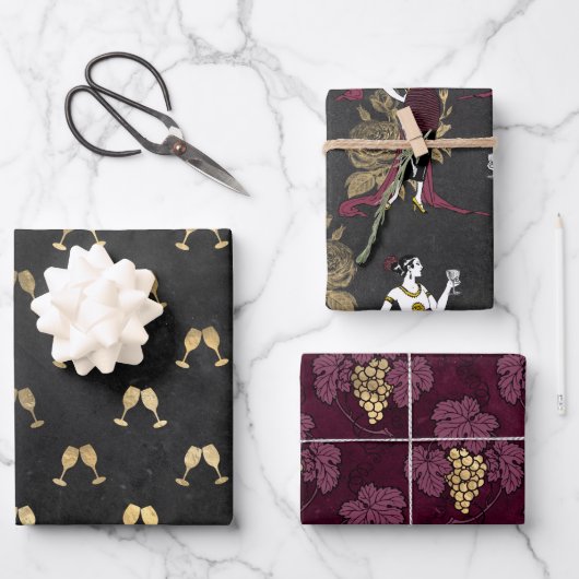 Vin Rouge French Red Wine Geschenkpapier Set (Vorderseite)
