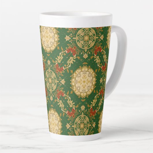 Vinage Christmas Pattern - Latte Mug Milchtasse (Rechte Ecke)