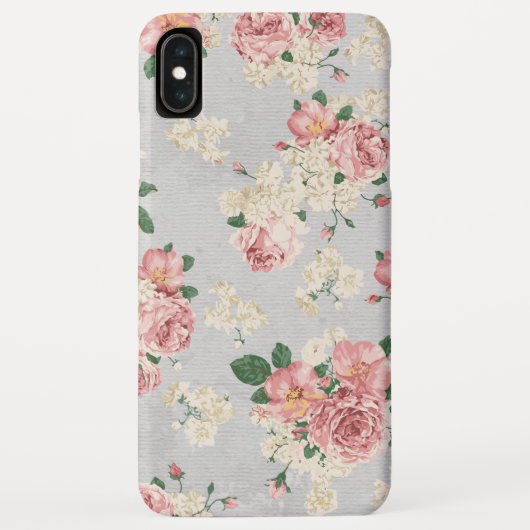 Vinage Floral Muster Grau Textur Case-Mate iPhone Hülle (Rückseite)