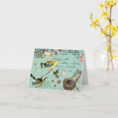 Vinage French Vogelnotecard Karte (Gelbe Blume)
