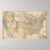 Vinage Map of The United Staaten (1873) Poster (Vorne)