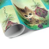 Vinage Retro Weihnachtskatzenverpackung Feiertag Geschenkpapier (Rolleneckpunkt)