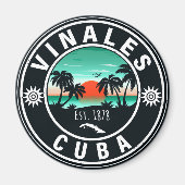 Vinales Cuba Island Retro Sunset Souvenirs 60er Magnet (Vorne)