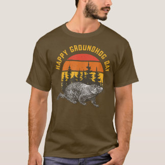 Vinatage Happy Groundhog Day Funny Wood Chuck Holi T-Shirt