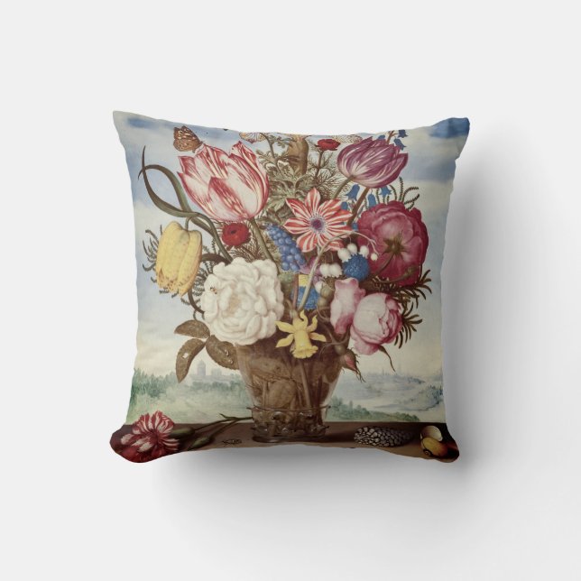 Vinateur loral geblüht Vase Gemälde Retro Kissen (Vorderseite)