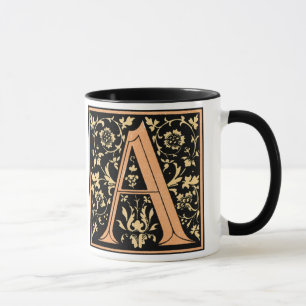 Vinatge Black & Gold Letter 'A' - Tasse
