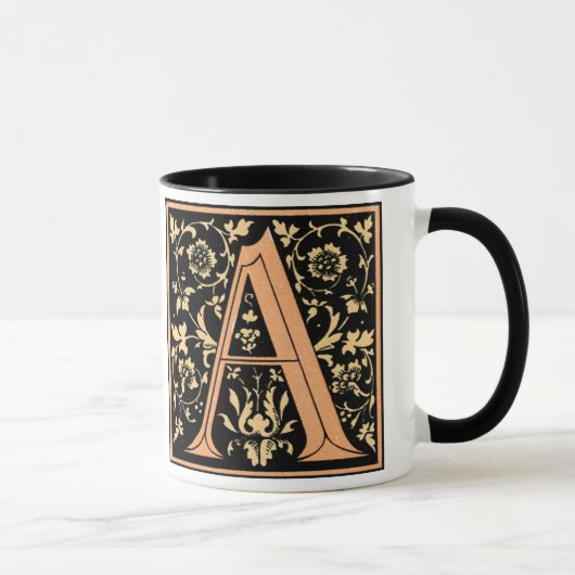 Vinatge Black & Gold Letter 'A' - Tasse (Rechts)