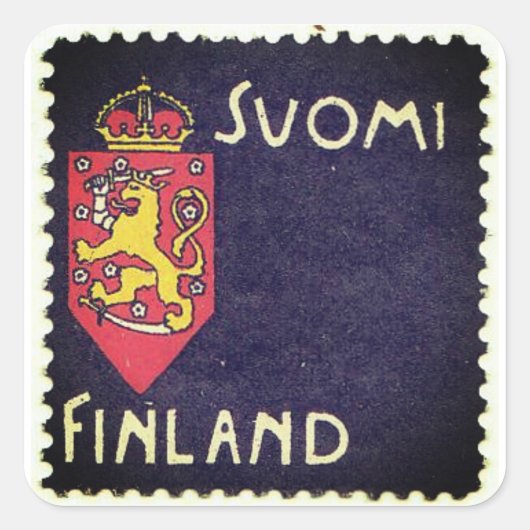 Vinatge Briefmarke - Finnland Quadratischer Aufkleber (Vorderseite)