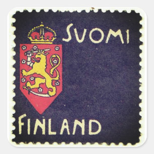 Vinatge Briefmarke - Finnland Quadratischer Aufkleber
