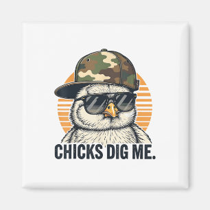 Vinatge Chicks Dig Me Osterfest Camouflage Kinders Magnet