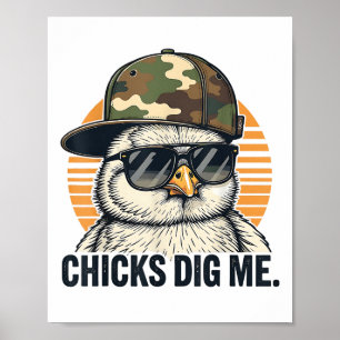 Vinatge Chicks Dig Me Osterfest Camouflage Kinders Poster