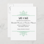 Vinatge Deko Mint & Black Save the Date Ankündigungspostkarte (Vorne/Hinten)