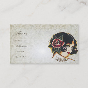 Vinatge Girl Damask Rose Boutique Mode Business Visitenkarte