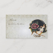 Vinatge Girl Damask Rose Boutique Mode Business Visitenkarte (Rückseite)