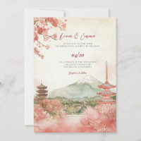 Vinatge Watercolor Japanische Landschaft Hochzeit