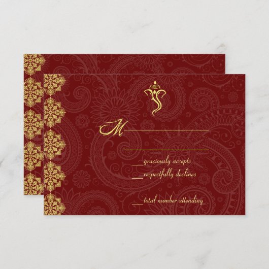Vinayaka Wedding RSVP Cards (Vorne/Hinten)