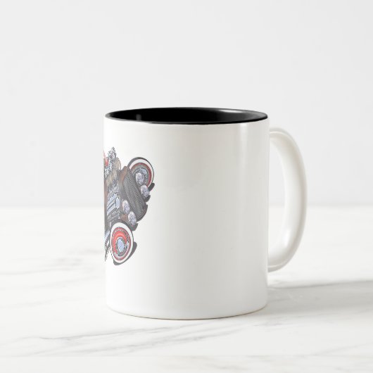 Vince Crains High Octane Art, 1930er Rusty Rat Rod Zweifarbige Tasse (VorderseiteRechts)