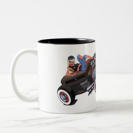 Vince Crains High Octane Art, 1930er Rusty Rat Rod Zweifarbige Tasse (Links)