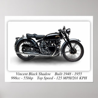 Vincent Black Shadow Motorrad - A3-Großdruck Poster