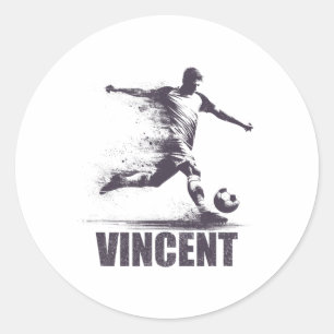 Vincent Fußball Jungen Personalisierter Vorname Vi Runder Aufkleber
