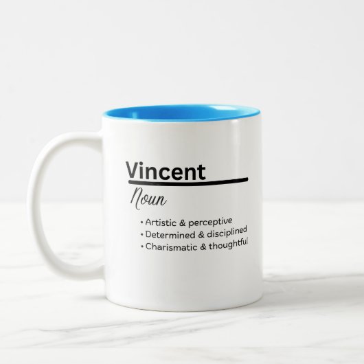 Vincent Name Bedeutung Tasse | Personalisierter Ju (Links)