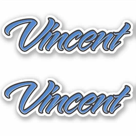 Vincent Name blue Aufkleber Sticker Stickerset (Vorderseite)