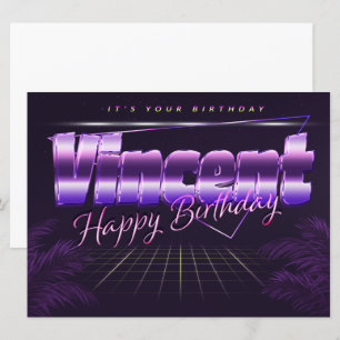 Vincent Name Vorname lila retro Karte Geburtstag