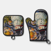 Vincent Snowman Pot Holder & Mitt Set (Vorderseite)