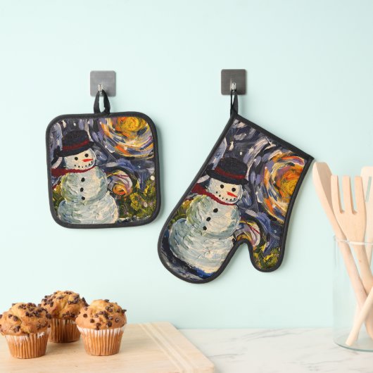 Vincent Snowman Pot Holder & Mitt Set (Insitu (Hängend))