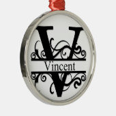 Vincent V Monogram Ornament Aus Metall (Rechts)