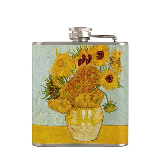 Vincent Van Gogh 12 Sonnenblumen Impressionist Flachmann (Rückseite)