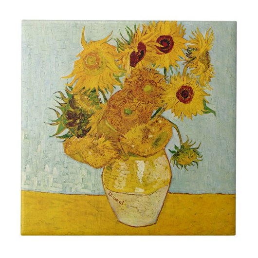 Vincent Van Gogh 12 Sonnenblumen Impressionist Fliese (Vorderseite)