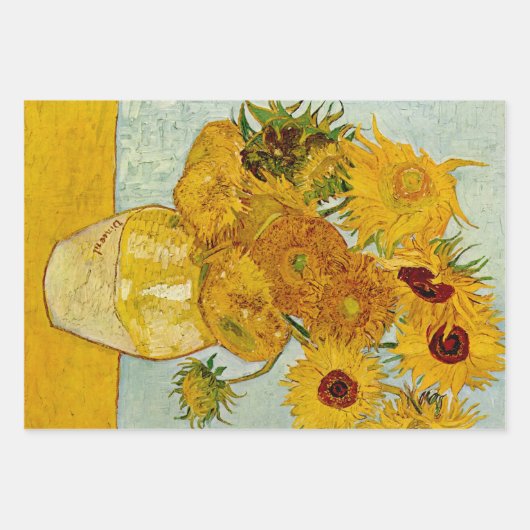 Vincent Van Gogh 12 Sonnenblumen Impressionist Geschenkpapier Set (Vorderseite)