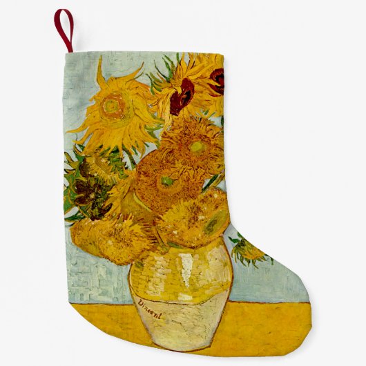 Vincent Van Gogh 12 Sonnenblumen Impressionist Kleiner Weihnachtsstrumpf (Vorderseite)
