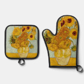 Vincent Van Gogh 12 Sonnenblumen Impressionist Ofenhandschuh & Topflappen-Set (Vorderseite)