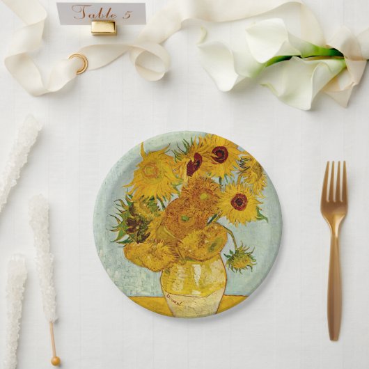 Vincent Van Gogh 12 Sonnenblumen Impressionist Pappteller (Hochzeit)