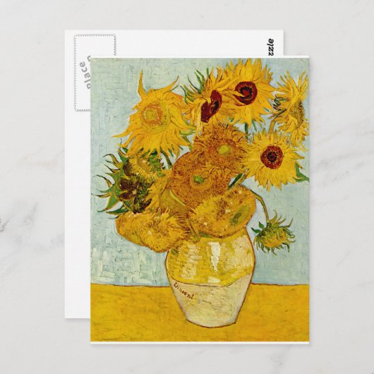 Vincent Van Gogh 12 Sonnenblumen Impressionist Postkarte (Vorne/Hinten)